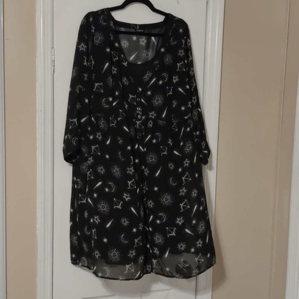 Sun and moon sheer dress with slip